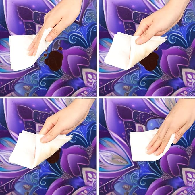 Mandrake Purple Blue Flower Round Table Cloth Cover, Elastic Edge Waterproof Wipeable Tablecloths 36"-42" Polyester Tablecloth for Party Restaurant Banquet Holiday Camping Outdoor Picnic