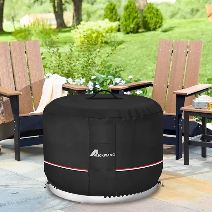 Fire Pit Cover for Solo Stove Bonfire,600D Tear-Resistant Heavy Duty Durable 100% Waterproof 20-22 Inch Smokeless Fire Pit Cover, Patio Weatherproof Gas Fire Pit, Black 22"x16"