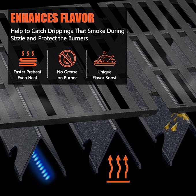 QuliMetal 66033 Flavorizer Bars for Weber GS4 Genesis 2 E-410/E-415/E-435, Grill Parts for Weber Genesis II LX E-440 Series Gas Grills, Upgraded 17" Porcelain Steel Grill Parts for Weber 66033 66796