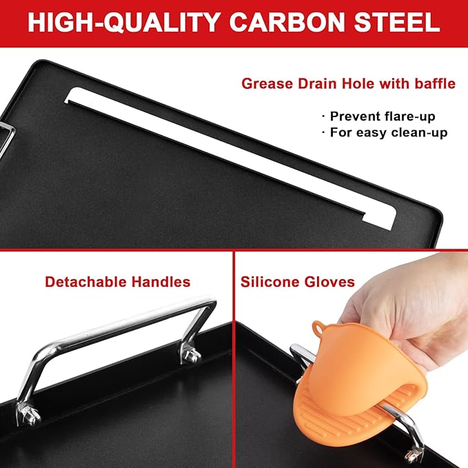 Full-Size Griddle Inserts for Charbroil Classic 360 3 Burner Gas Grill 463742418 463773817 463773917, Flat Top Grill Griddle for Charbroil American Gourmet Classic Series 465735621 463773717