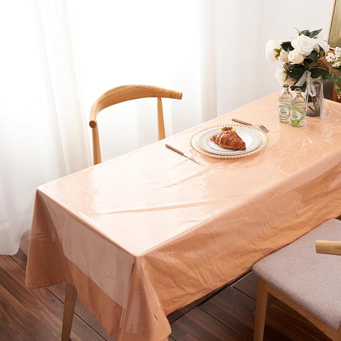 Clear Plastic Tablecloth Protector Rectangle Square 70x70 inch Waterproof Oilproof Stain Resistant Wipeable Table Cover for Dining Tables