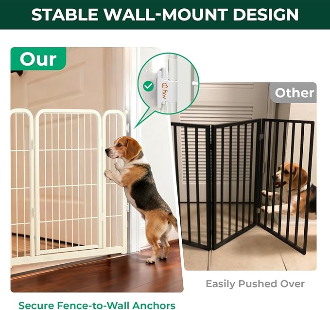 FXW Dog Gate Extra Wide Designed for Indoor Use, Adjustable Width Up to 111-inch Wide (32" H 4 Wire Panels for Small and Medium Dogs), White