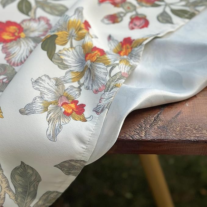 Waterproof Rectangular Tablecloth 60 x 120 Inch, Bird Floral Table Cloth Country Spring Summer Tablecloths, Table Cover for Farmhouse, Dining, Outdoor - Red Flower