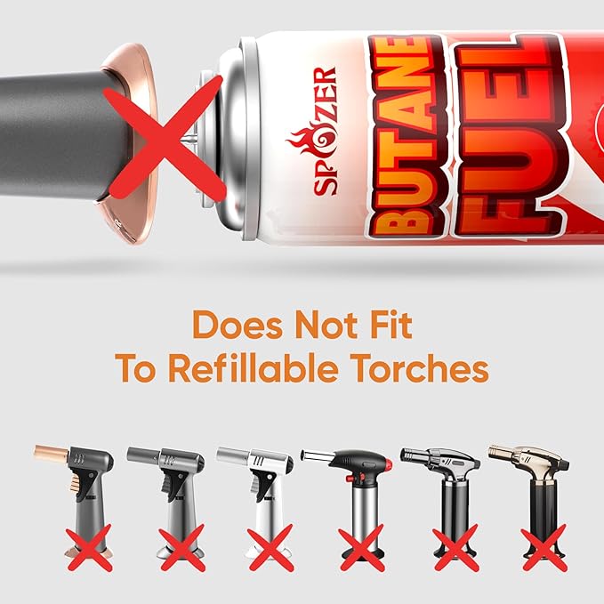 Butane Refill Canisters 227g (8oz) Premium Butane Fuel for Camping Stoves & Kitchen Torches – Portable Gas Canisters for Outdoor Cooking, Grilling, and Picnics – Camping Stove Fuel