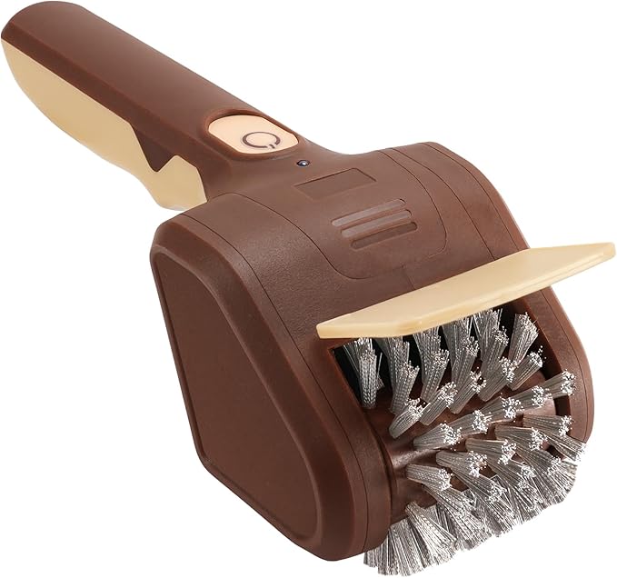 BBQ Grill Brush for Outdoor Grill, Cordless Electric Grill Cleaner, Rechargeable Grill Cleaning Stainless Steel Brush, Grill Scraper, BBQ Accessories Brown