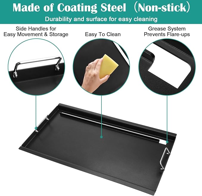 Full Size Griddle Inserts for Char-Broil Performance 6 Burner Series, Flat Top Griddle for Charbroil 463245917 463276517 466245917, 463347017 463238218 Grill, Replace for G470-0002-W1 G470-0003-W1