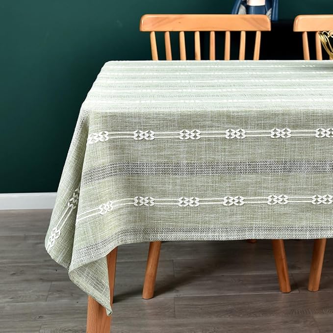 Heavy Duty Cotton Table Cloth for Rectangle Table Sage Green Rectangular Farmhouse Vintage Tablecloth Washable Rustic Table Cover (Sage Green, Rectangle, 52''x 86'', 6-8 Seats)