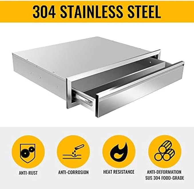 Flush Mount Stainless Steel Double Drawers with Recessed Handles for Outdoor Kitchens Or BBQ Island,-30W X 6.5H X 23D Inch