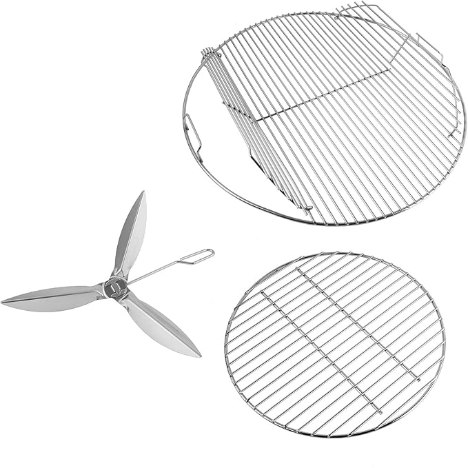Grill Grates for Weber 22'' 22.5" Charcoal Grill, Cooking Grate Charcoal Grate for Weber 7436 7441 Kettle, Bar-B-Kettle, Master-Touch Grill, One-Touch Cleaning System Kit for We ber 7444