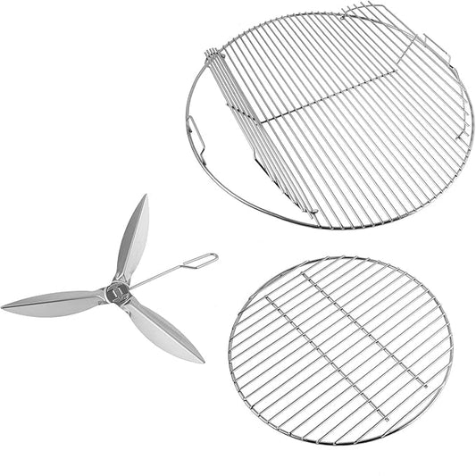 Grill Grates for Weber 22'' 22.5" Charcoal Grill, Cooking Grate Charcoal Grate for Weber 7436 7441 Kettle, Bar-B-Kettle, Master-Touch Grill, One-Touch Cleaning System Kit for We ber 7444
