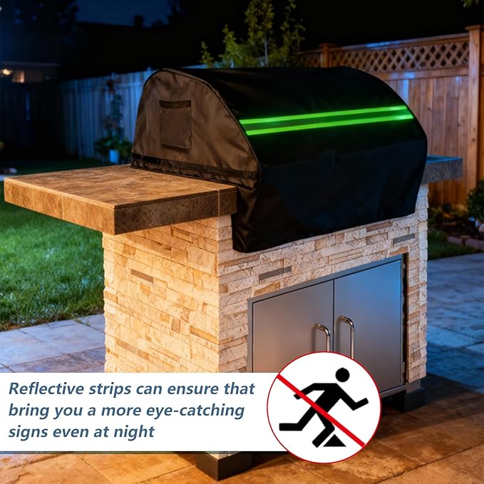 Built in Grill Cover for Lynx 42-Inch - Heavy Duty 600D Waterproof with Reflective Strips and Plush Lining, Protects The Built in Grill While Enhancing its Visual Appeal,25.5" L x42 W x26 H,Black