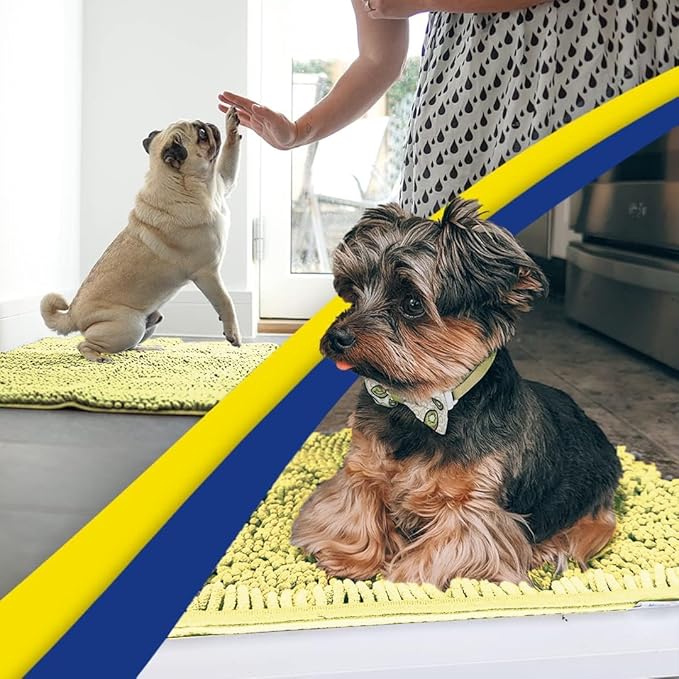 Muddy Mat® | Super Absorbent Door Mat Indoor, Microfiber Quick Dry Chenille Entryway Rug, Non-Slip Front Door Mat, Indoor Mats for Entryway, Machine Washable Pet Rug, Yellow 19"x30"