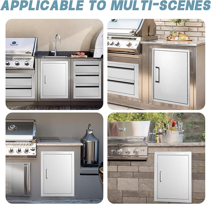 Outdoor Kitchen Door, 23 "W17 H Outdoor Kitchen Access Door, Stainless Steel Barbecue Single Door, Can Be Used for Outdoor Kitchen Island Or Outdoor Kitchen