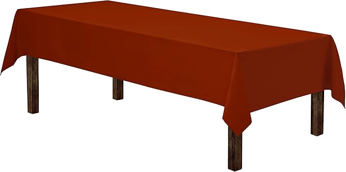 Gee Di Moda Rectangle Tablecloth - 60 x 126 Inch Burnt Orange Table Cloth for 8 Foot Rectangle Tables - Heavy Duty Washable Fabric - for Holiday Party, Dinner, Weddings, Baby Shower & Events