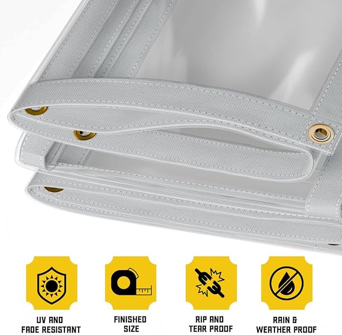 Core Tarps 20 Mil Extreme Heavy Duty Clear Tarp with Gromments - 12x16ft Super Clear Tarps Heavy Duty Waterproof Vinyl Tarpaulin, Transparent Tarp for Outdoor, Camping & Construction, Clear