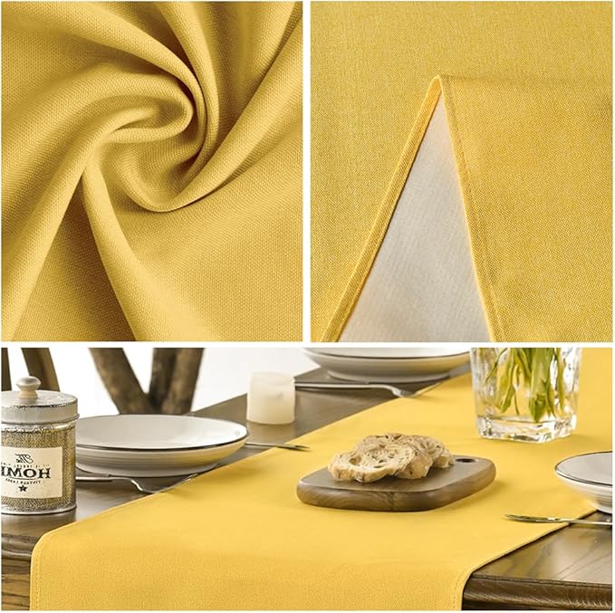 Artoid Mode Yellow Table Runner, Seasonal Summer Fall Washable Kitchen Dining Table Decoration for Home Party Decor 13x48 Inch