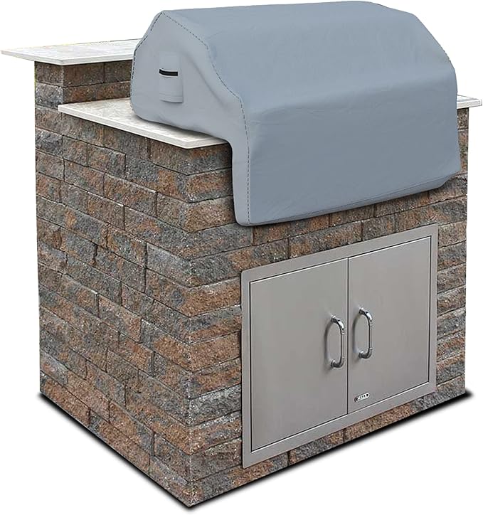 Covers & all Built-in Outdoor Grill Cover, Durable Heavy Duty 18 Oz Waterproof Cover Tuff Material with Air Pocket & Elastic for Snug Fit (36" W x 26" D x 24" H inches, Gray)