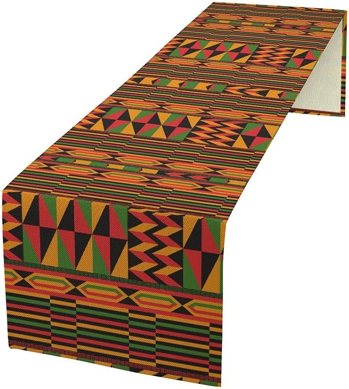 African Table Runner, Kwanzaa Black History Month Kente National Table Runner for Holiday Party Home Kitchen Dining Room 13x36in