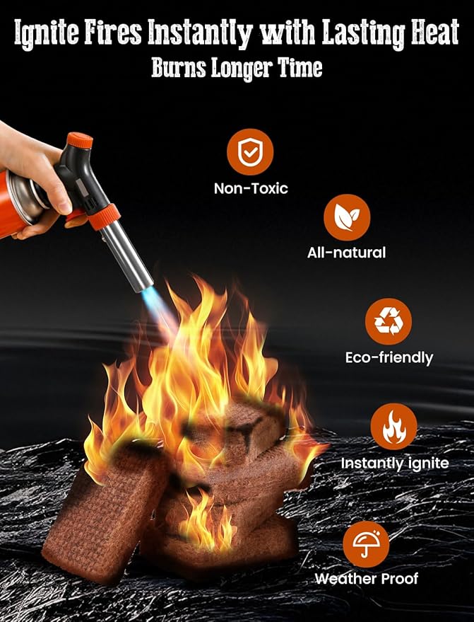 E500 Fire Starter, Fire Starters Squares for BBQ, Campfire, Fireplace, Wood Stove, Chimney, Fire Pit, Grill, 32 Cubes Large Firestarter for Indoor Outdoor Use, Natural Pine Charcoal Starter