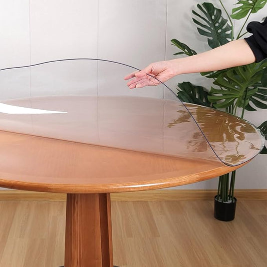 RostiKong 30 Inch Round Clear Table Protector Tablecloth Waterproof Oil Proof Plastic Table Cover Thick Circle Desk Top Pad Mat for Glass Marble Conference Furniture Kitchen Console Coffee Table PVC