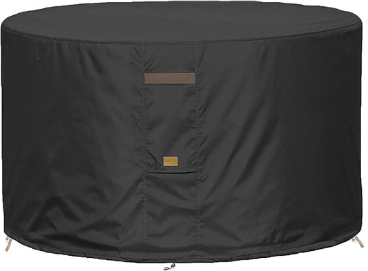 Fire Pit Cover 600D Heavy Duty Waterproof Fabric With PVC Coating Round 22" Dia x 16" H Black Fits 18-20 inch Fire Pit Table Fade Resistant Outdoor Firepit Cover