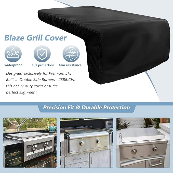 Burner Cover for Blaze Premium LTE 30-Inch Built-in Natural Gas Griddle,Heavy Duty 600D Waterproof Burner Cover with Plush Lining,Suitable 29''L x 30''W x 14''H,Black