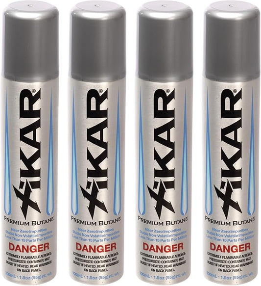 Xikar Premium Butane Fuel Refill with 0 Impurities 1.9oz 4 Pack (100ml) - Premium Quality Fuel for Jet Flame Lighters and Torches - High Altitude Formula