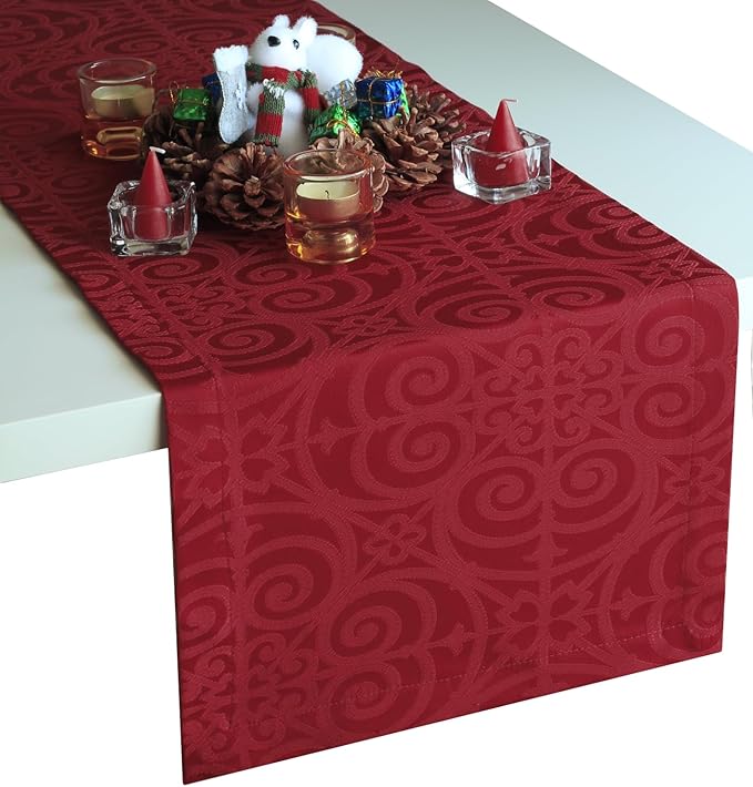 Red Table Runner 48 inch, Cranberry Dresser Scarf, Outdoor Coffee Table Runner, Burgundy Dining Table Runners for Fiesta, Dinner Parties, Events, Wedding, Thanksgiving, Halloween, Christmas