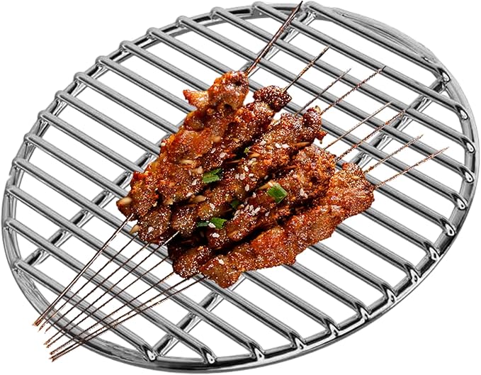 Grill Grates Replacement 15 Inch Round Heat-Resistant Stainless Steel Grill Grate, Portable Easy to Clean Baking Tray for Camping, Picnic, Garden Stainless Steel Grate
