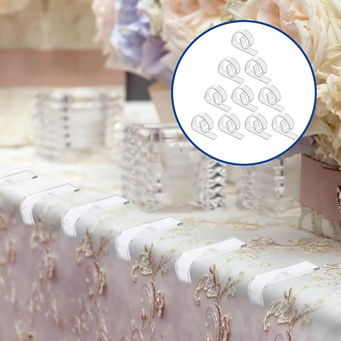 150PCS Transparent Clear Tablecloths Clips Bulk, Plastic Table Cloth Clips Skirt Windproof Tables Cover Holder Clamps for Outdoor Christmas Home Wedding Party Indoor Camping Picnic