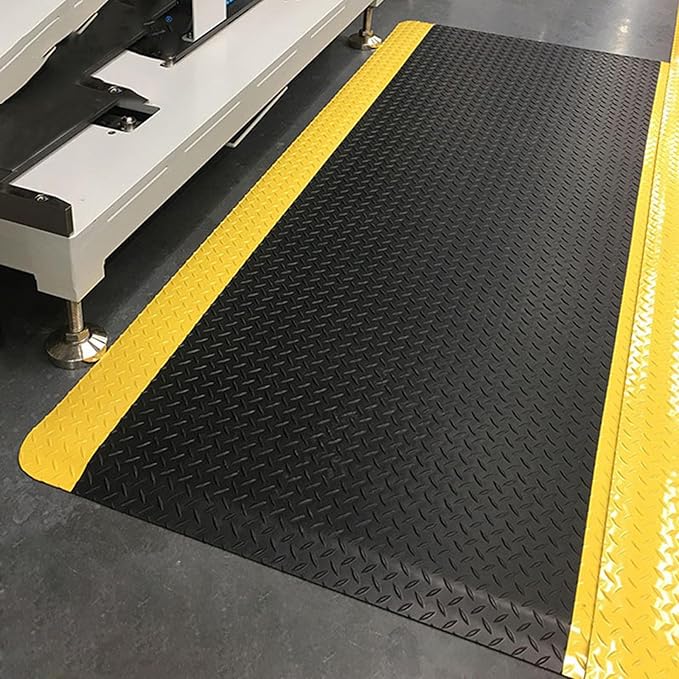 Nisorpa Anti Fatigue Mats Industrial 3' x 5' Ergonomic Standing Mat 15/16" Extra Thick Kitchen Rugs for Standing Heavy Duty Commercial Diamond Plate - Safety Support for Leg & Back Pain