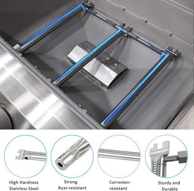 Spirit e310 7636 Flavorizer Bars & 69787 Grill Burner for Weber Spirit and Spirit II 300 Series E310 E320 E330 S310 S320 S330 68950 with Front Control, Grill Parts 15.3" Heat Plate, 18" Burner Tube