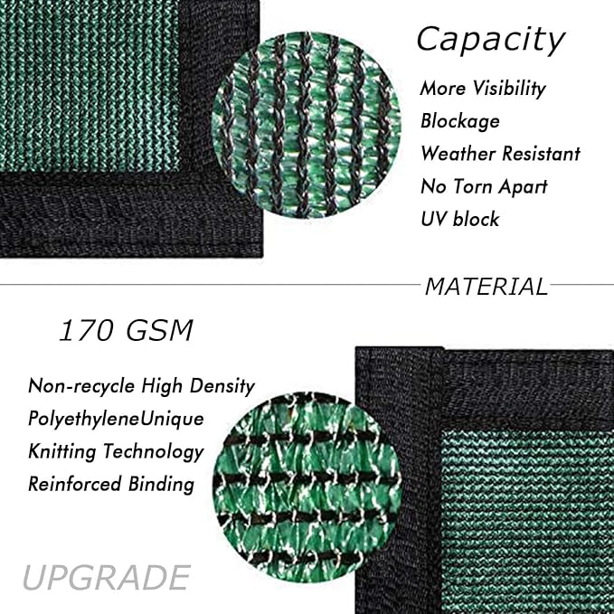 UPGRADE Privacy Fence Screen 6'x41' Dark Green Outdoor 90% Visibility Blockage 170 GSM Mesh Shade Cover Panels for Backyard,Balcony,Home Decoration with Zip Ties,Customized Avaliable