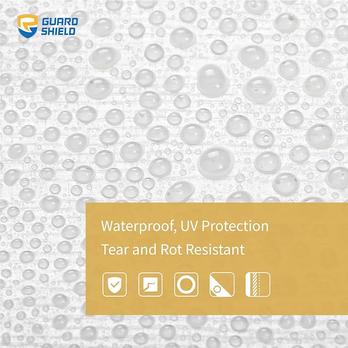 GUARD SHIELD Tarps Heavy Duty Waterproof 16x20 Feet White Poly Tarp Cover Outdoor Thick UV Resistant Tarpaulin with Grommets 10mil (2-Pack)