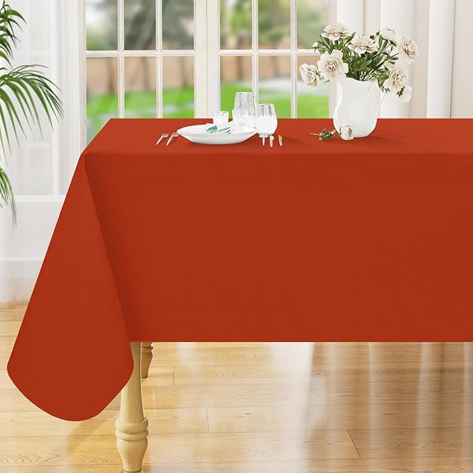 Smiry Rectangle Table Cloth 60x84 Inch, Waterproof Wipeable Vinyl Tablecloths Protector, Oil Spill Proof Plastic Table Cover for Dining, Picnic, Camping, Outdoor, Rust