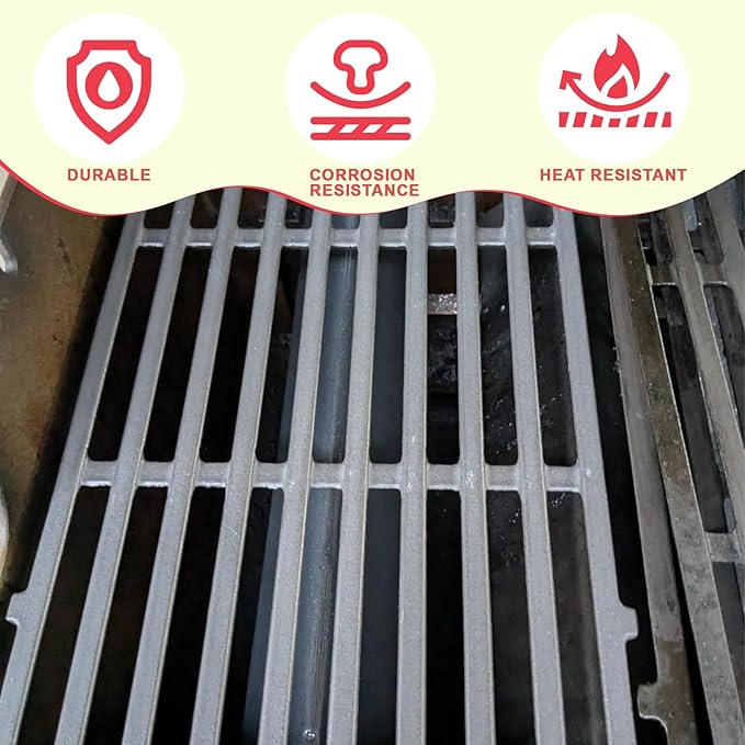 7637 17 Inch Grill Grates for Weber Spirit and GS4 Spirit II 200 Series Grills Parts Spirit E210 S210 E215 E220 S215 S220 Parts, Spirit 2 E210 S210 Replacement Parts, Cast Iron (Front Mount Controls)