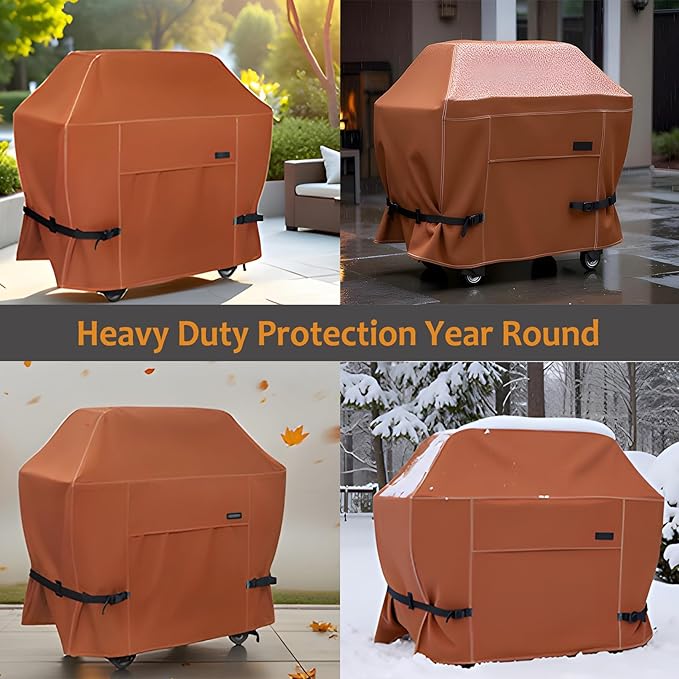 NettyPro Grill Cover Heavy Duty Waterproof 44 inch, Outdoor 2 Burners Gas BBQ Cover for Outside Weber, Char-Broil, Brinkmann, Nexgrill Barbecue, Brown