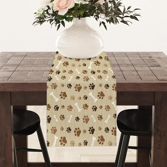Pet Paws Table Runner Kitchen Dining Table Runner 13*90in Table Center Decor for Indoor Outdoor Home Holiday Party