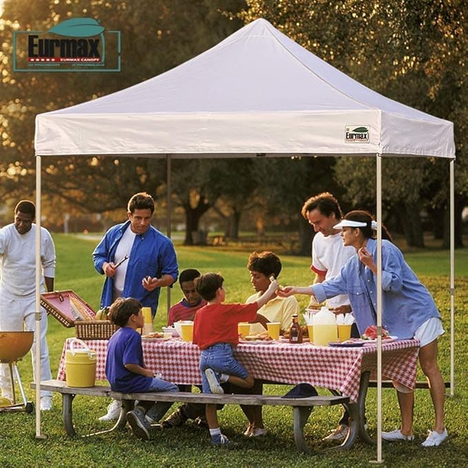 Eurmax USA Pop Up Canopy Top Gazebo Tent Cover Replacement Top Only,Bonus 4PC Pack Weight Bag(10x15, Stripe Red)