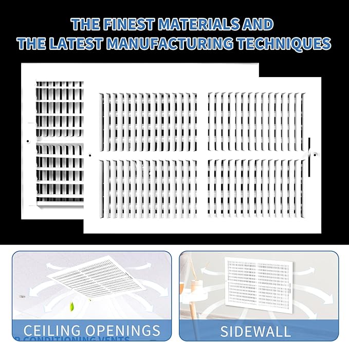 18x10 Vent Register [Duct Opening], Vent Covers for Home Ceiling, Two-Way Ventilation Register, Adjustable Solid Steel Wall Register Vent Cover (18"W x10"H [Duct Opening])