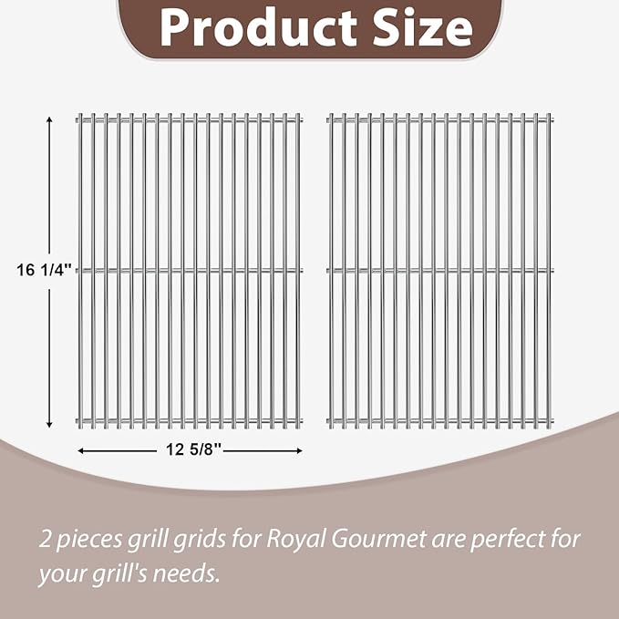 2-Pack Grill Grate Replacement Parts for Royal Gourmet CC1830 Series Charcoal Grill,Heavy-Duty Cooking Grid for 30-Inch Royal Gourmet Grill Parts CC1830,CC1830S,CC1830V,CC1830W,CC1830SC,CC1830F