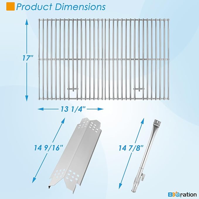 Grill Replacement Parts for Nexgrill 4-Burner 720-0830 720-0830H 720-0830A 720-0830HR 720-0830T, Cooking Grate, Heat Shield and Burner Kit for Nexgrill Replacement Parts 4-Burner 720-0830H