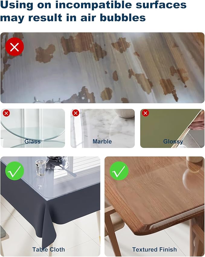 Crystal Clear Plastic Table Cover Protector, 42" x 78" Spill Resistant Easy Flat PVC Desk Pad Mat, 1.5mm Thick Rectangle Vinyl Table Top Protector for Dining Room Table, Office, Dresser