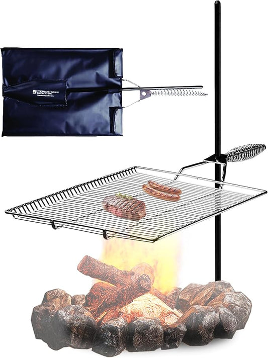 Stromberg Carlson Campfire Grill Grate – Stake & Grill for Outdoor Cooking with Nylon Bag, Fire Pit Accessories, Campfire Cooking Equipment, Portable Equipment, RV Use - 36" Long Stake, 15"x22"