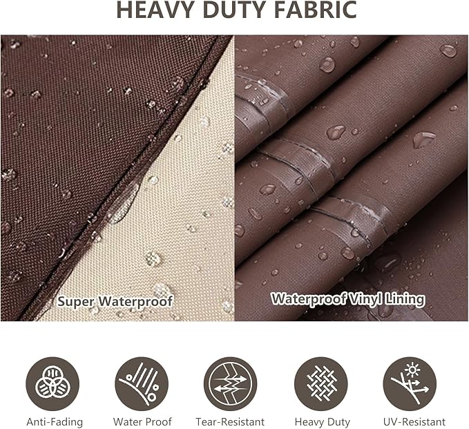 Rileytee Patio Furniture Set Covers, 4 Pcs 600D Heavy Duty 100% Waterproof Outdoor Furniture Cover, Fit Patio Loveseat, Chair and Coffee Table (Beige & Brown)