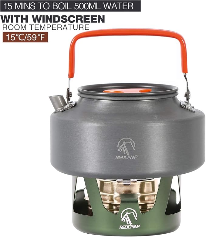 REDCAMP Mini Alcohol Stove for Backpacking, Lightweight Brass Spirit Burner with Aluminium Stand for Camping Hiking