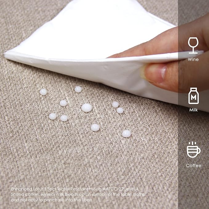 BALCONY & FALCON Rectangle Tablecloth Washable Wrinkle Resistant and Water Proof Table Cloth Decorative Linen Fabric Tablecloths for Dining Parties Kitchen Wedding and Outdoor Use (Beige, 107" Round)