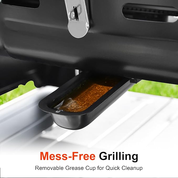 BrandMan Portable Propane Gas Grill, 1-Burner Tabletop Compact BBQ Grill with Folding Legs and Lockable Lid for Camping, Tailgating & Outdoor Cooking, Hassle-Free Setup