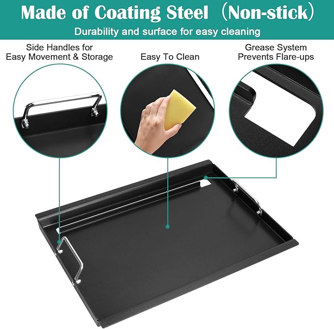 Full Size Griddle Inserts for Char-Broil Performance 4 Burner Series, Flat Top Griddle for Charbroil 463347017 463377017 463376018P2 463376117 463377117 Grill, Replace for G470-0002-W1 G470-0003-W1