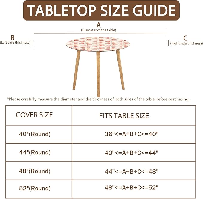 Valentines Day Round Fitted Tablecloth with Elastic Pink Love Heart Circle Table Cloth for 40-44" Round Tables Wipeable Waterproof Washable Valentine Hearts Table Cover for Picnic Dining Party Decor